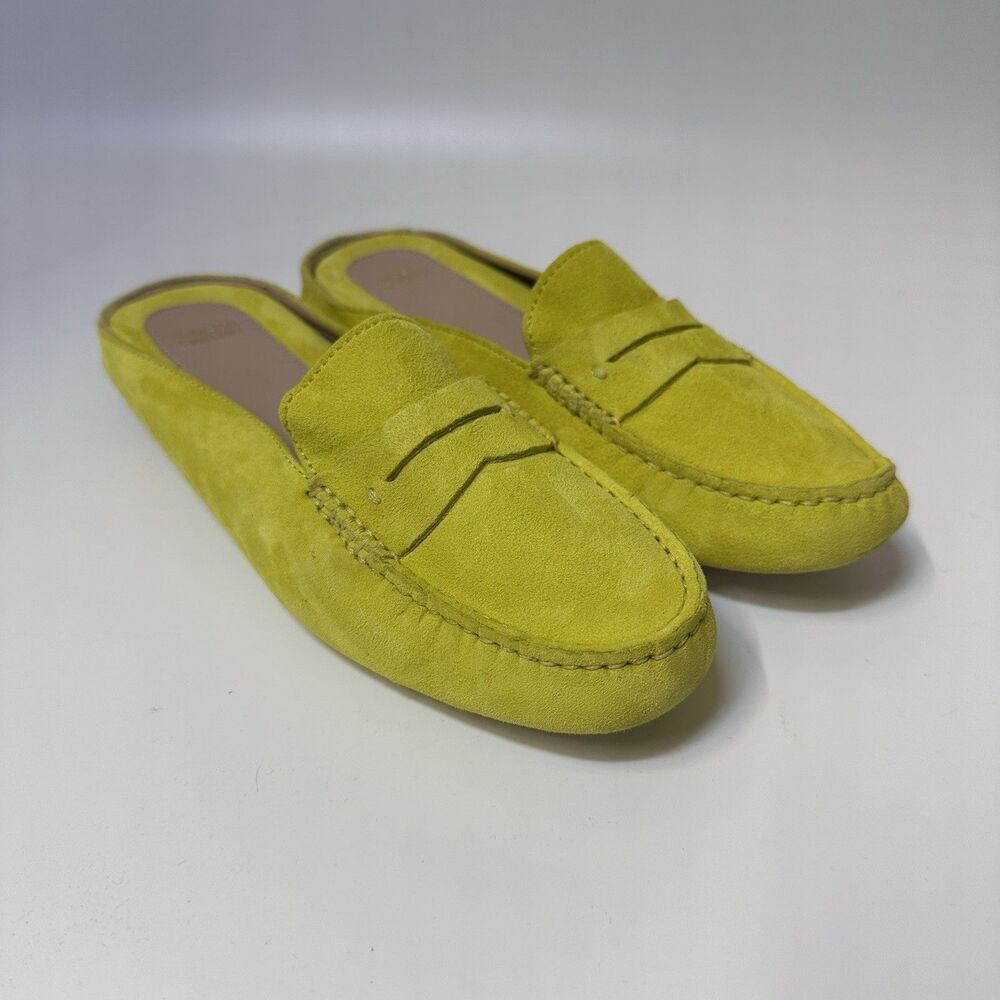 Johnston & Murphy Yellow Suede Mule Loafers Penny Slip On Coastal Preppy Sz 7